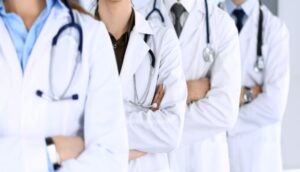 Doctors with lab coats and stethoscopes